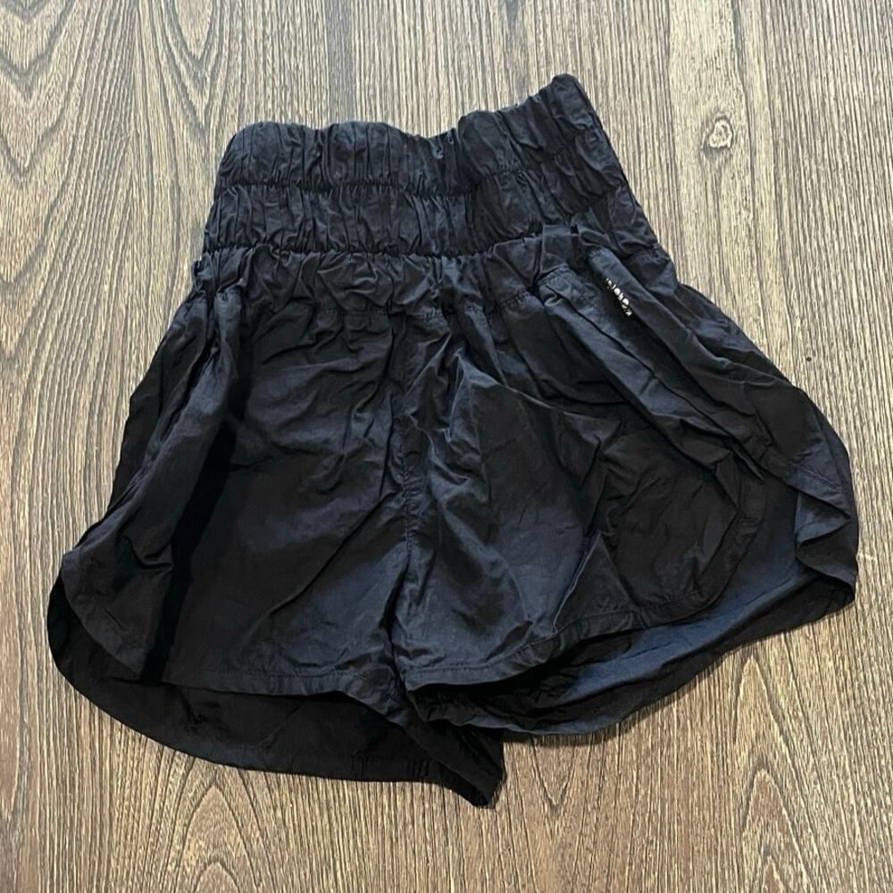 FP Movement The Way Home Shorts High-Rise Smocked Waistband Pull-On Black Sz XS